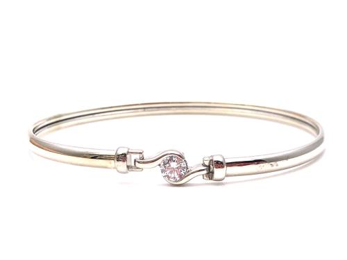 9ct White Gold CZ Bangle