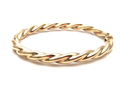 9ct Yellow Gold Twisted Hinged Bangle