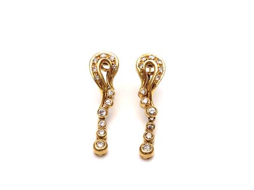 18ct Yellow Gold Diamond Drop Earrings