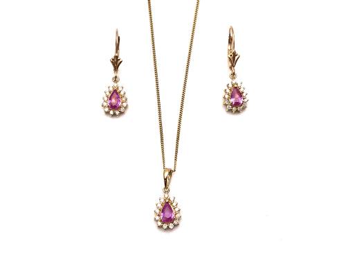 9ct Pink Sapphire & Diamond Set