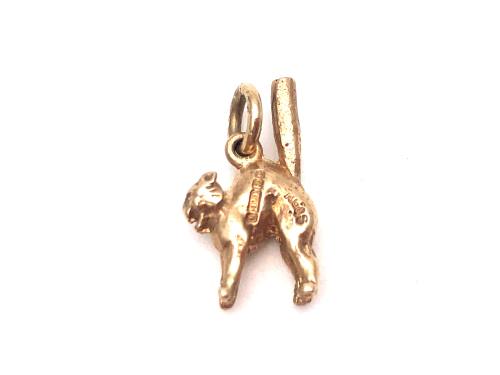 9ct Yellow Gold Scared Cat Charm