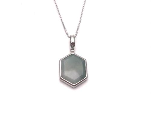 Silver Hexagonal Jade Pendant & Chain