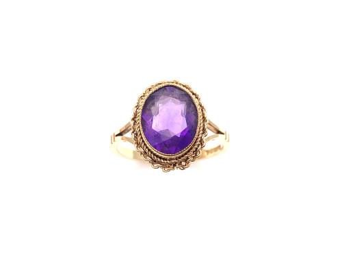 9ct Yellow Gold Amethyst Ring