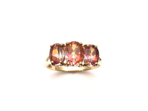 9ct Mystic Topaz 3 Stone Ring