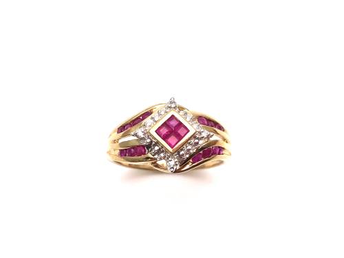 9ct Yellow Gold Ruby & Diamond Ring