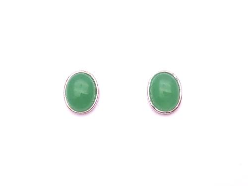 Silver Jade Stud Earrings