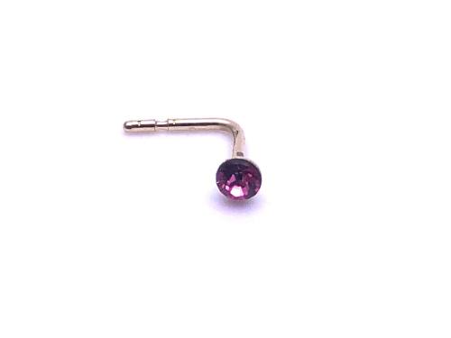 9ct Yellow Gold Pink CZ Nose Stud