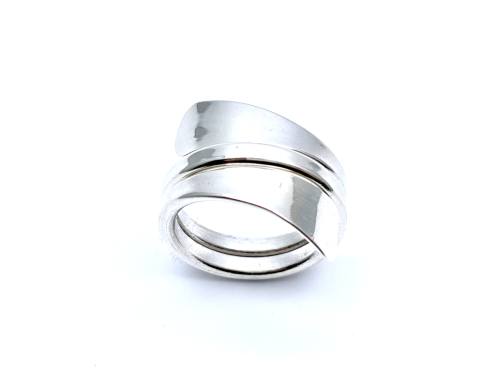 Silver Plain Crossover Ring