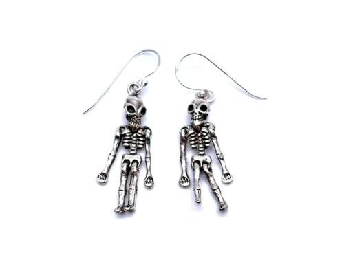 Silver Skeleton Drop Earrings