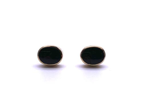 9ct Yellow Gold Onyx Stud Earrings