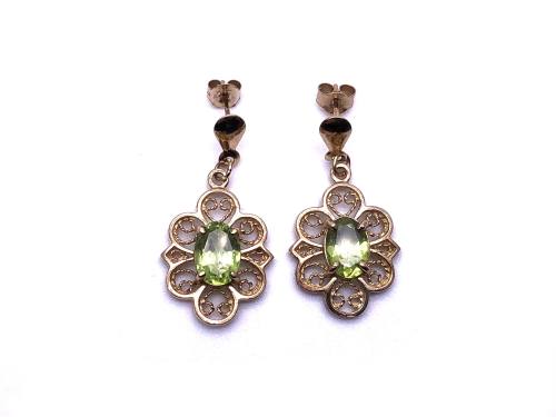 9ct Yellow Gold Peridot Drop Earrings