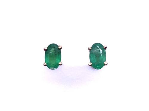 9ct Yellow Gold Emerald Stud Earrings