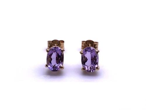 9ct Yellow Gold Amethyst Stud Earrings