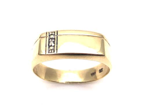 9ct Yellow Gold Diamond Signet Ring