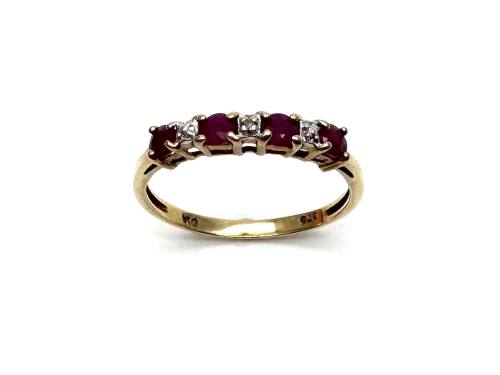 9ct Ruby & Diamond 7 Stone Ring