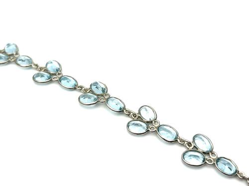 Silver Blue Topaz Rub Over Bracelet