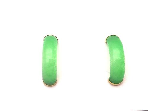 9ct Yellow Gold Jade Curved Bar Earrings