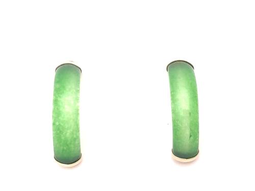 9ct Yellow Gold Jade Curved Bar Earrings