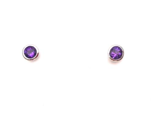 Silver Amethyst Stud Earrings 4mm