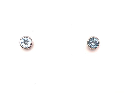 Silver Blue Topaz Stud Earrings 4mm