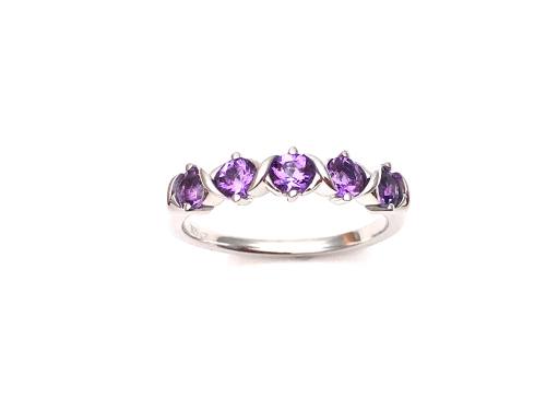 Silver Amethyst 5 Stone Eternity Ring