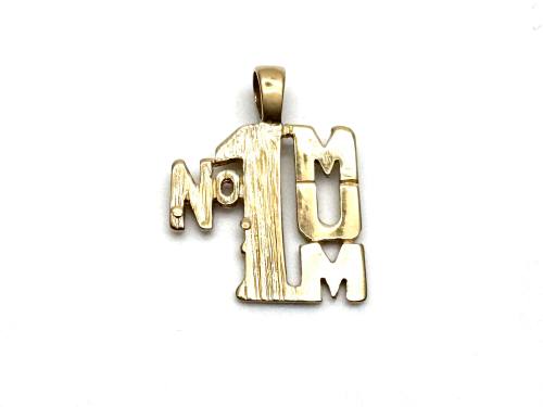 9ct Yellow Gold 'No.1 Mum' Pendant