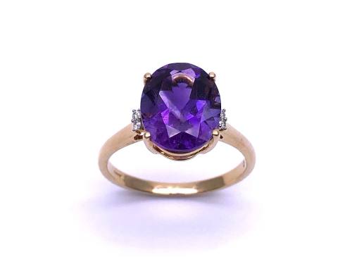 9ct Amethyst & Diamond Ring