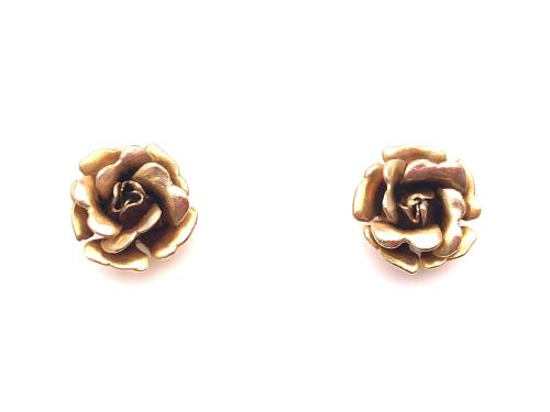 9ct Yellow Gold Rose Stud Earrings