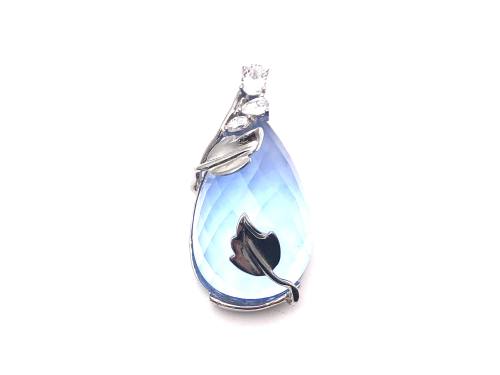 925 stamped Blue Quartz Pendant