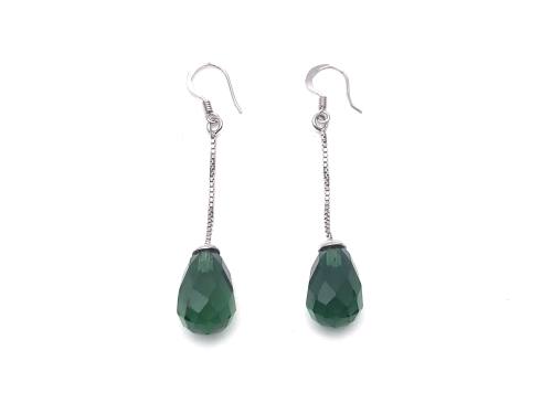 925 Green Quartz Drop Earrings