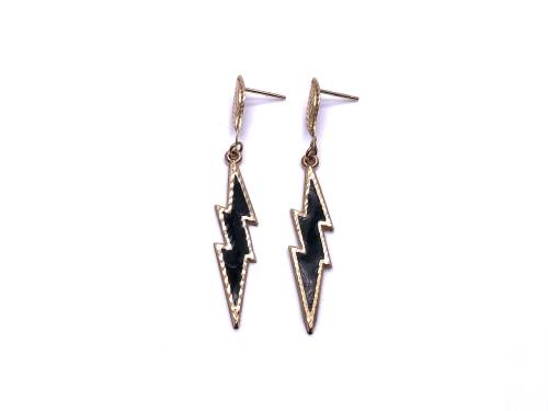 9ct Onyx Lightning Bolt Earrings