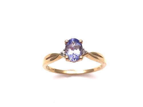 9ct Tanzanite & Diamond Solitaire Ring