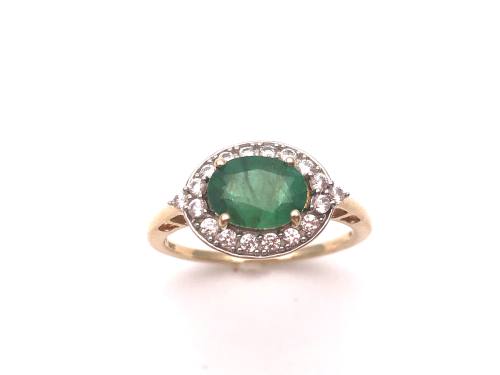 9ct Emerald & Zircon Ring