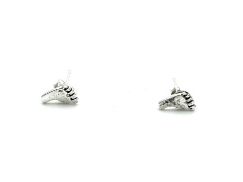 Silver Footprint Stud Earrings