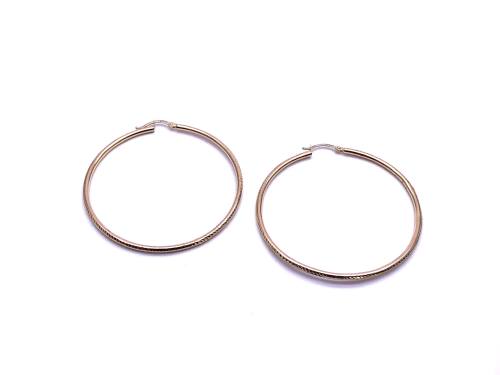 9ct Yellow Gold Patterned Hoop Earrings