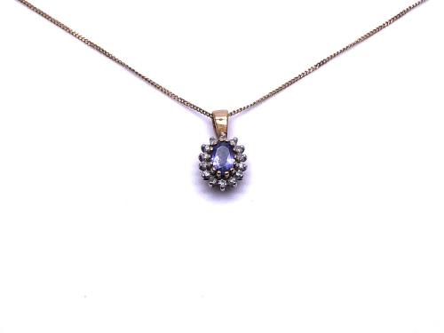 9ct Tanzanite & Diamond Pendant