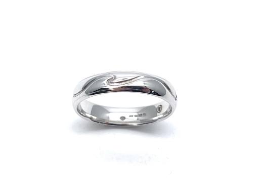 18ct White Gold Patterned Wedding Ring