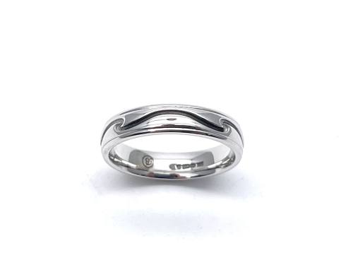 18ct White Gold Patterned Wedding Ring