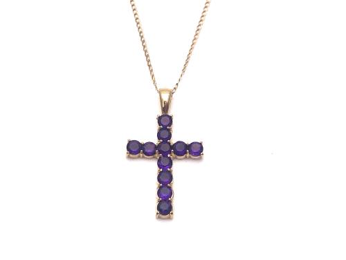 9ct Amethyst Cross Pendant & Chain