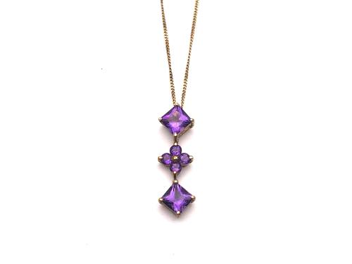 9ct Amethyst Pendant & Chain