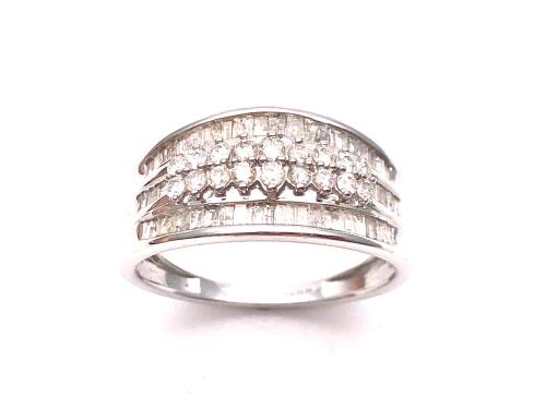 9ct White Gold Diamond Pave Ring