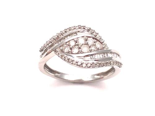 9ct White Gold Diamond Pave Ring