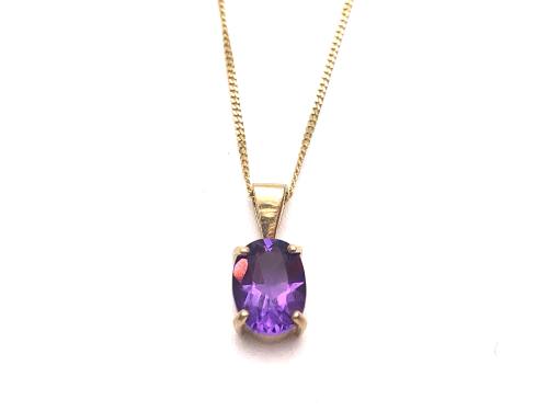 9ct Amethyst Pendant & Chain