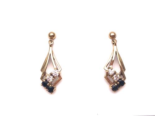 9ct Sapphire & C.Z Earrings