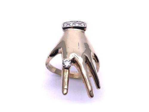 9ct Yellow Gold CZ Hand Ring