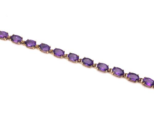 9ct Yellow Gold Amethyst Bracelet 7 inch