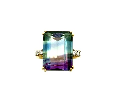 9ct Fluorite & White Zircon Ring