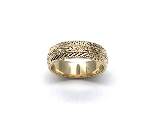 9ct Yellow Gold Patterned Wedding Ring