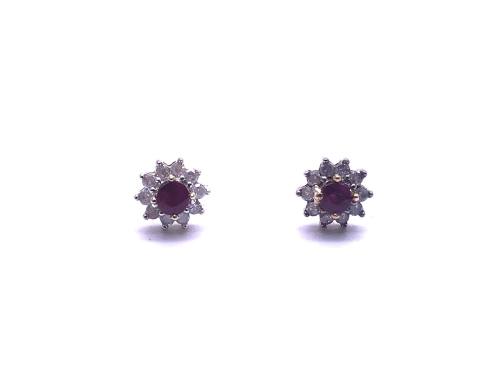 9ct Ruby & Diamond Stud Earrings