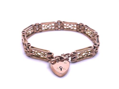 An Old 9ct Rose Gold Gate Bracelet